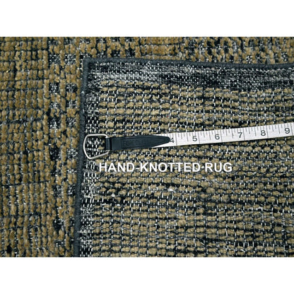 2'X3' Black & Brown Oxidized Grass Design, 100% Wool Hand Knotted Mat Rug