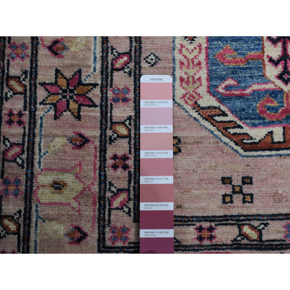2'8"X8'10" Pink Hand Knotted Afghan Super Kazak Pure Wool Runner Rug