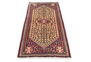 Handmade Vintage Tribal Oriental Rug 2X5 Ft