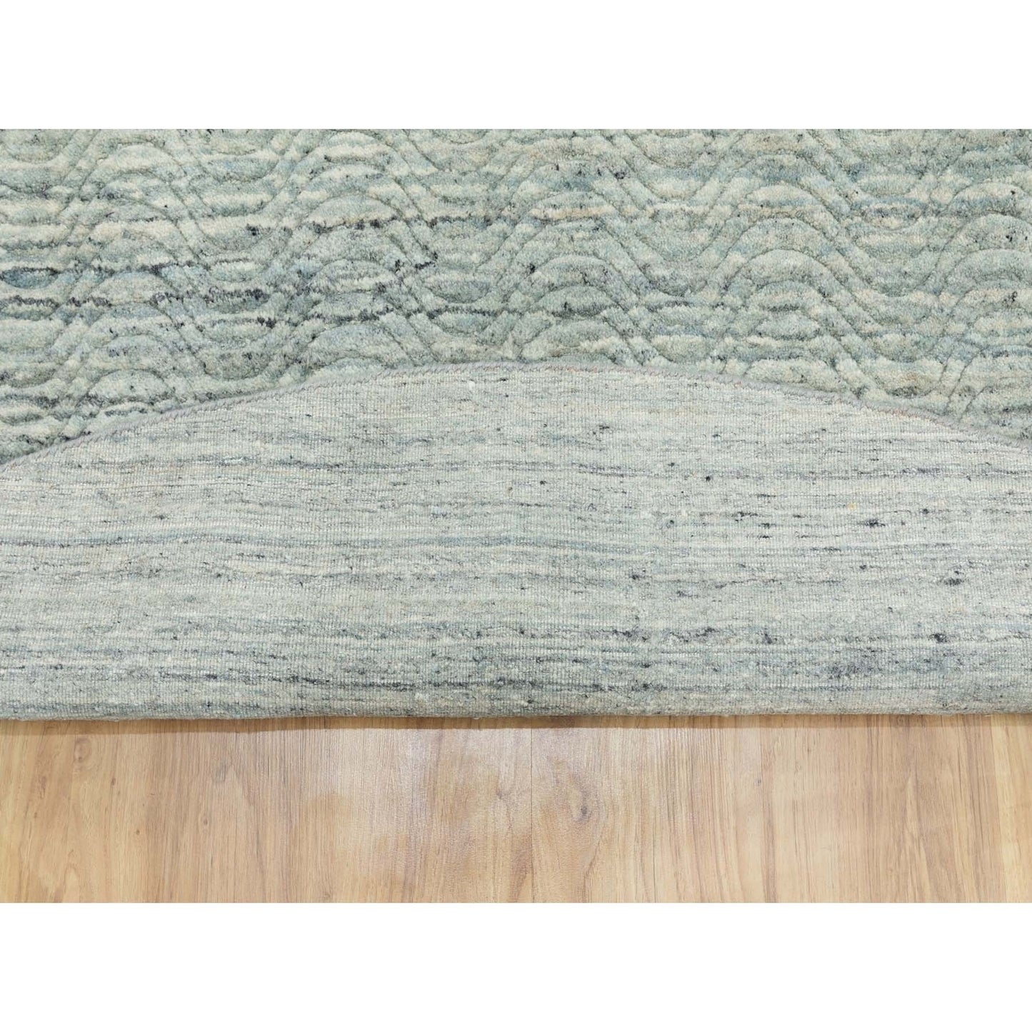 10'X10' Green Hand Loomed Variegated Organic Wool Oriental Round Rug