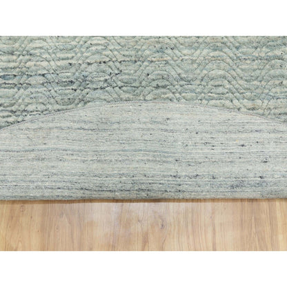 10'X10' Green Hand Loomed Variegated Organic Wool Oriental Round Rug