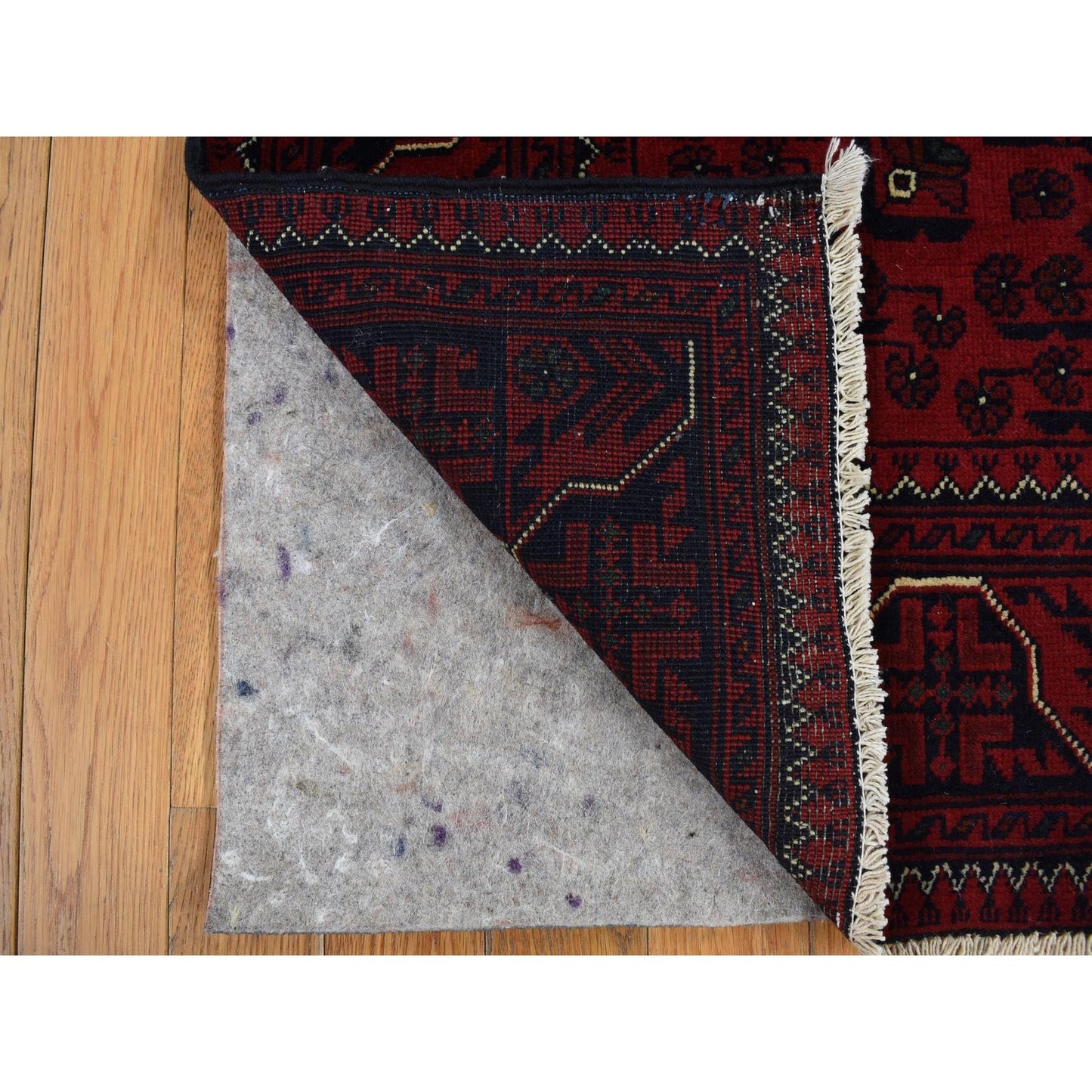 3'4"X4'8" Red Afghan Khamyab 100% Wool Hand Knotted Rug