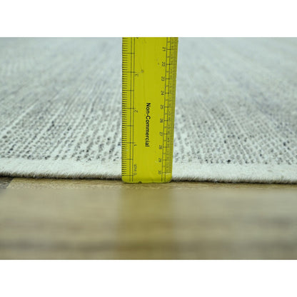 10'2"X10'2" Gray Hand Knotted Rug Distressed & Oxidized Grass Design Wool