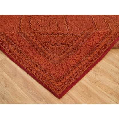 8'1"X10'1" Spicy Orange Wool And Silk Tebraz Mahi Hand Knotted Rug