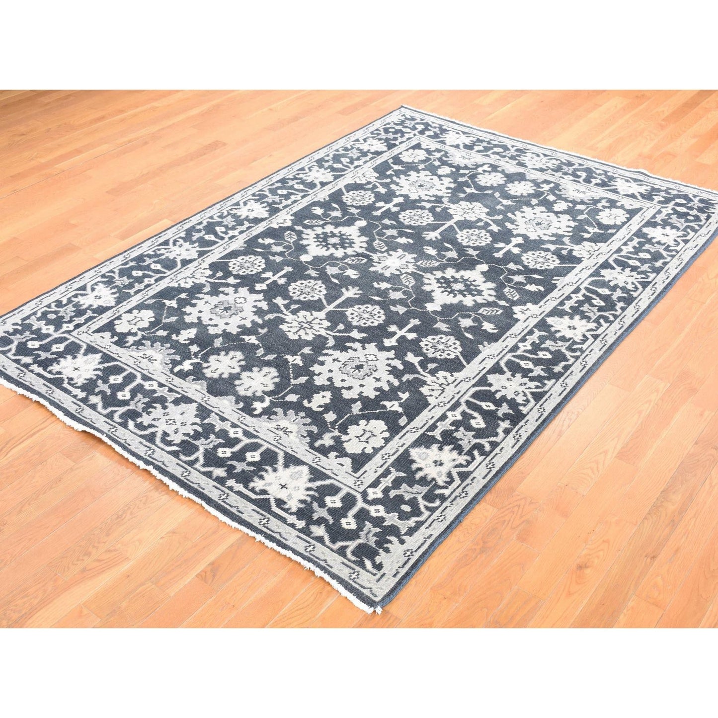 6'1"X9' Kombu Green Oushak Turkish Knot Hand Knotted Wool Rug