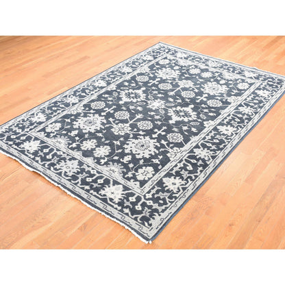 6'1"X9' Kombu Green Oushak Turkish Knot Hand Knotted Wool Rug