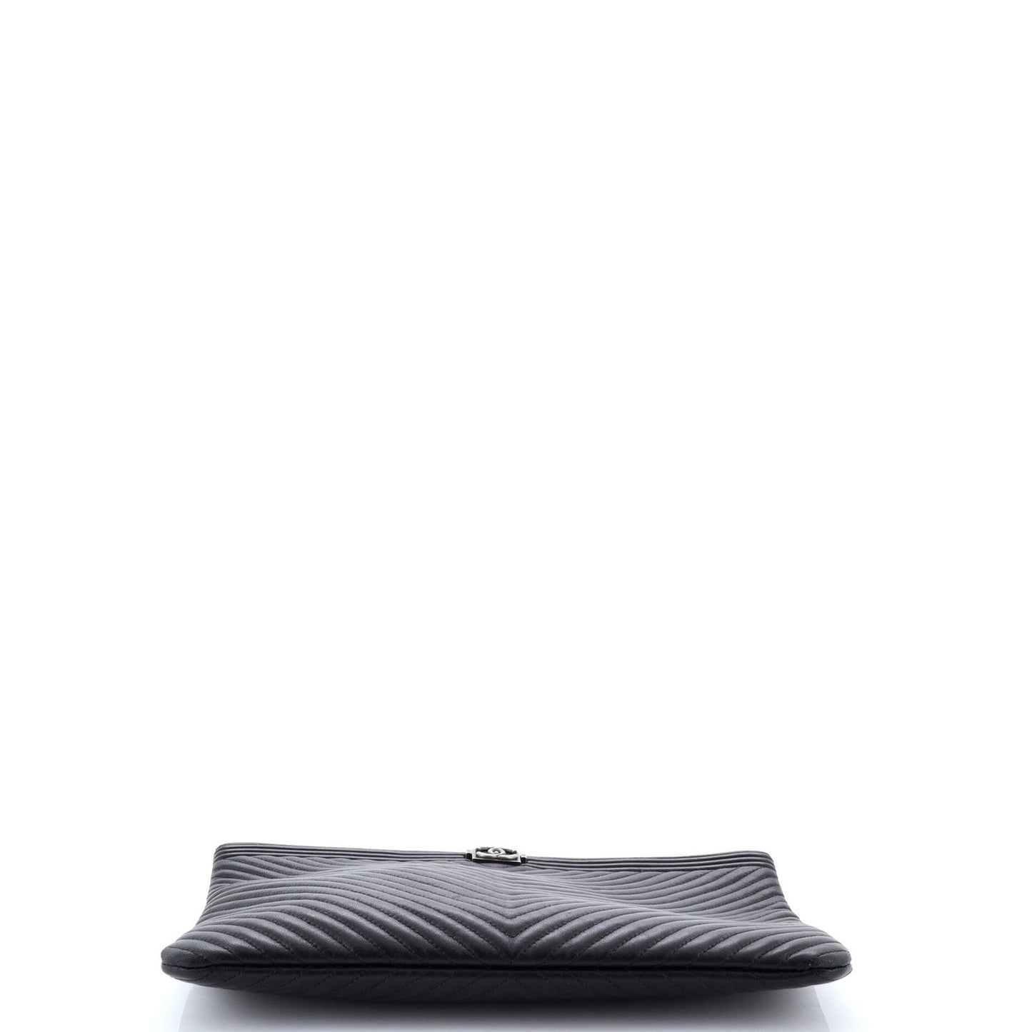 Chanel Boy O Case Clutch Chevron Calfskin Medium