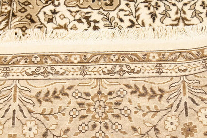 Handmade Vintage Style Cream Floral Kirman Rug