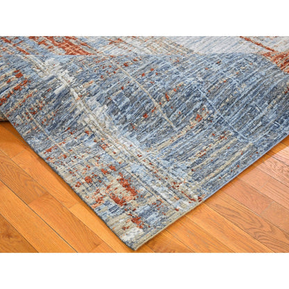 9'X12'2" Hi-Low Pile Abstract Design Denser Weave Wool&Silk Hand Made Rug