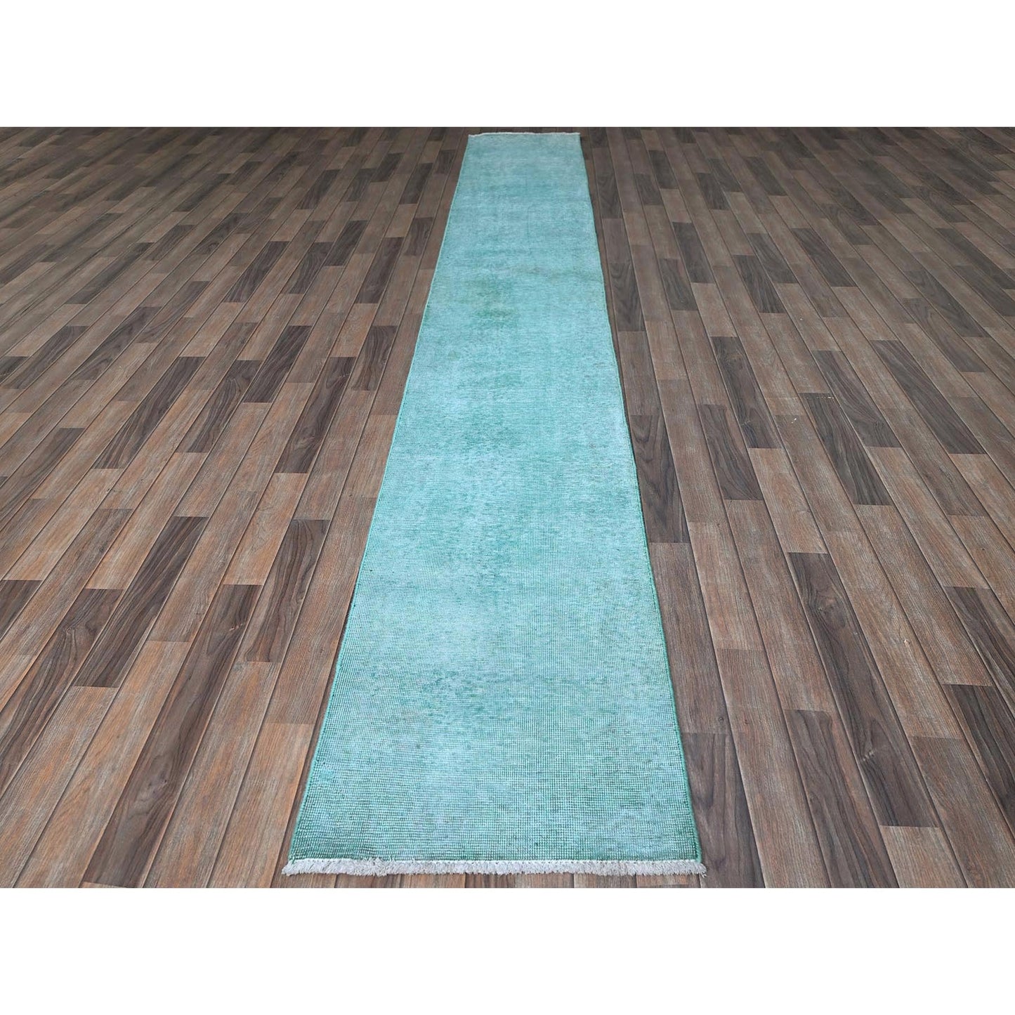 2'X12'9" Overdyed Blue Vintage Zoroastrian Hand Knotted Wool Runner Rug