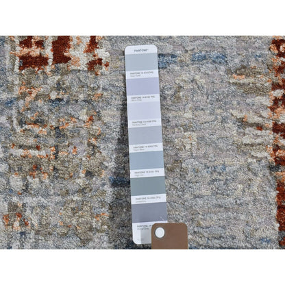 9'X12'2" Hi-Low Pile Abstract Design Denser Weave Wool&Silk Hand Made Rug
