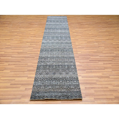 2'6"X12'2" Coventry Gray Hand Knotted Kohinoor Herrita Wool Runner Rug