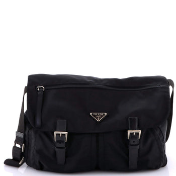 Prada Zip Buckle Messenger Bag Tessuto Medium