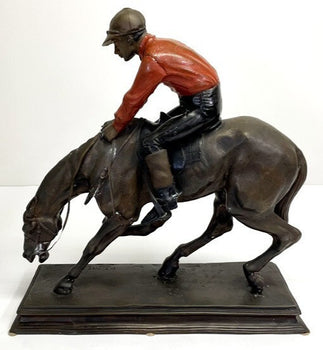 Pierre Jules Mene (France) 23In Bronze Sculpture Horse Racing Jockey Signed 19Th