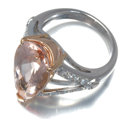 Pear-Shaped Morganite 6.54Ct Diamond 0.60Ct Ring 18K 750 Rose Gold/Wg