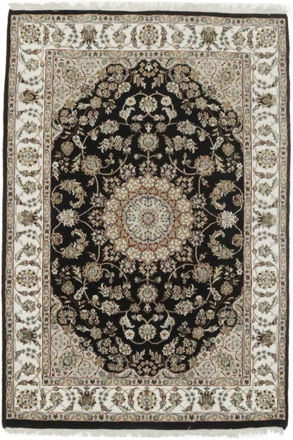 Handmade Wool Indo-Nain Floral Oriental Rug