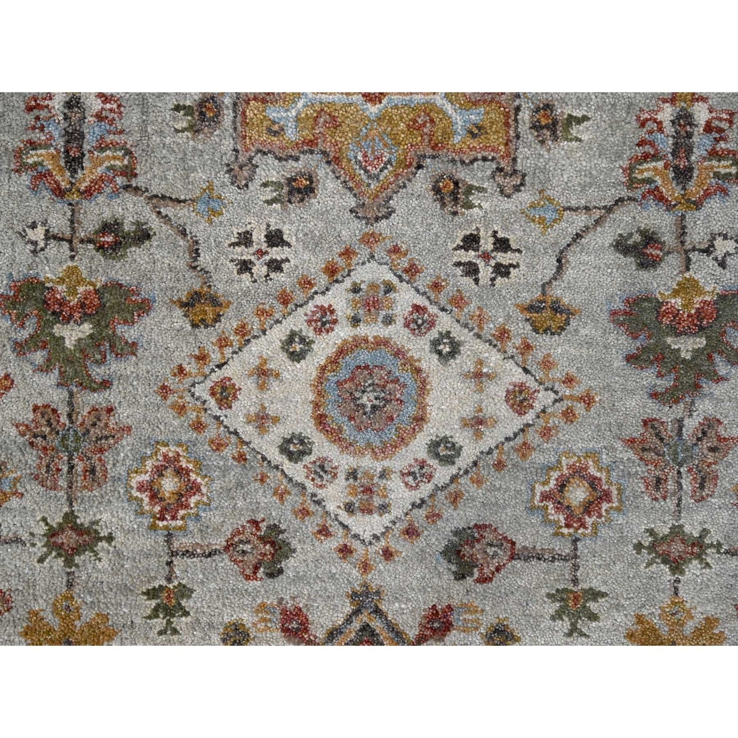 2'7"X10' Goose Gray Karjihooz Design Pure Wool Hand Knotted Runner Rug