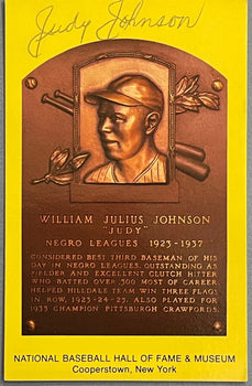 Judy Johnson Autographed Baseball Hall Of Fame Plaque Postcard