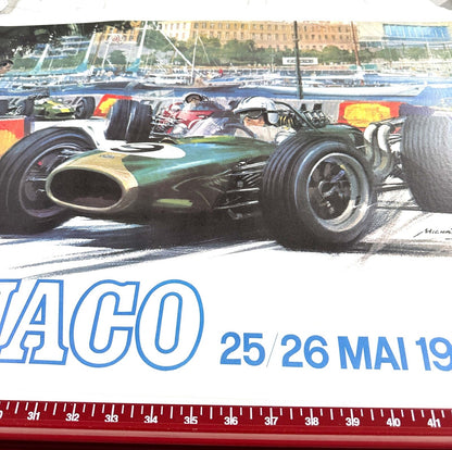 Monaco Grand Prix 1968 Michael Turner Vintage French Automobile Racing Poster