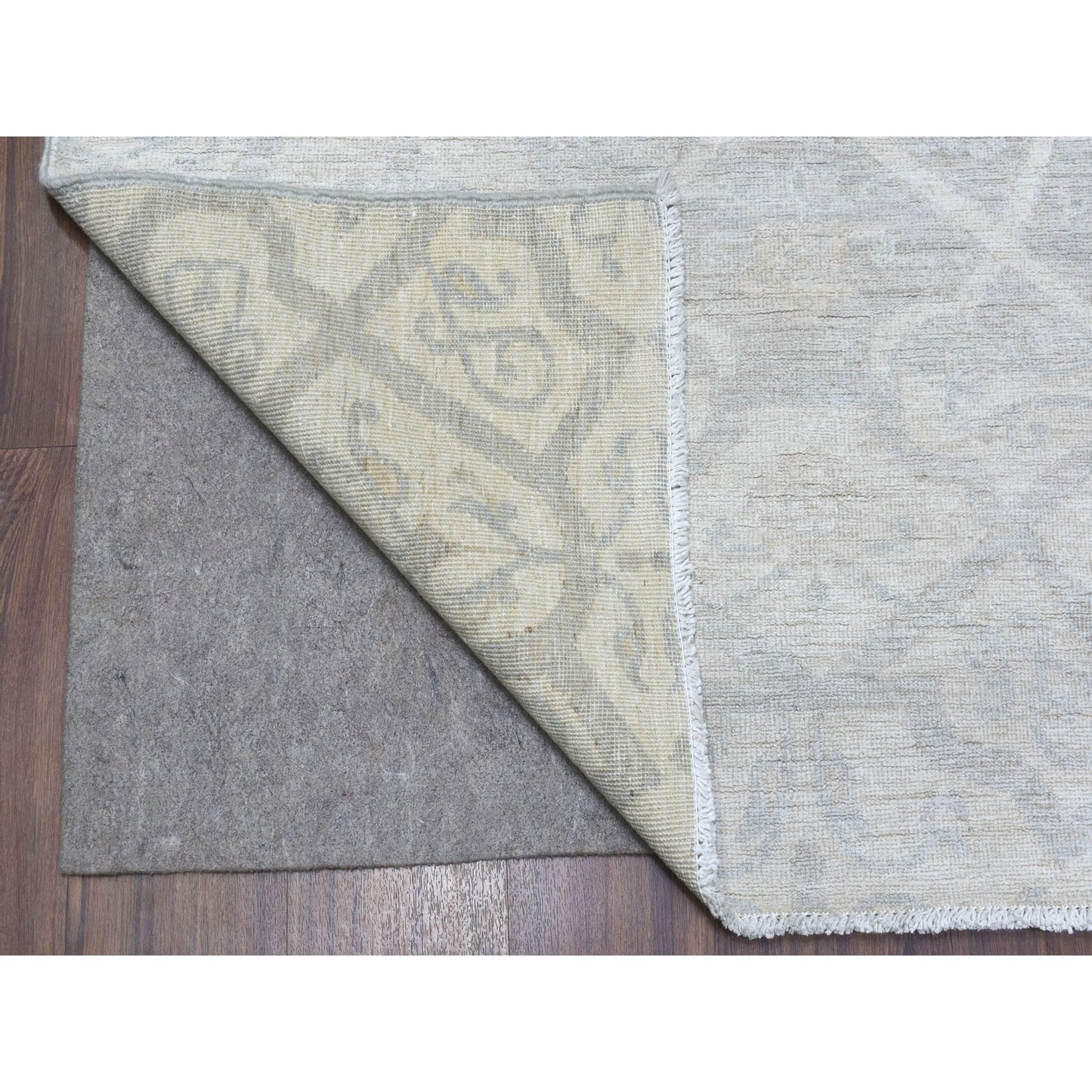 8'X9'9" Ivory White Wash Peshawar Natural Wool Hand Knotted Oriental Rug