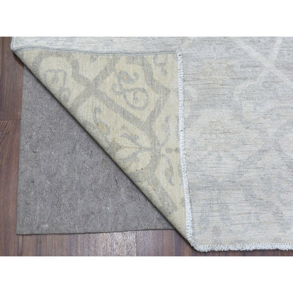 8'X9'9" Ivory White Wash Peshawar Natural Wool Hand Knotted Oriental Rug
