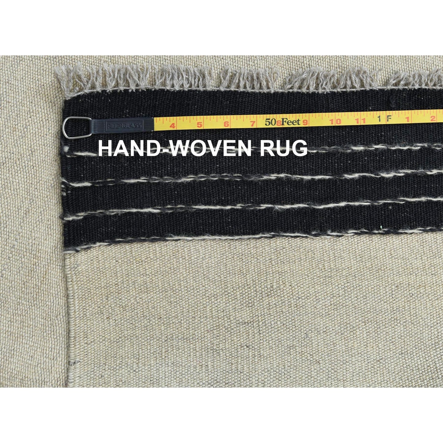 12'X15'1" Hand Woven Black Ethnic Design Flat Weave Kilim Reversible Rug