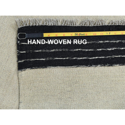 12'X15'1" Hand Woven Black Ethnic Design Flat Weave Kilim Reversible Rug