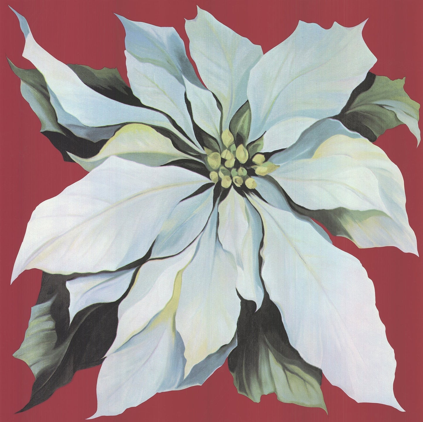Lowell Nesbitt Pointsettia Signed " Serigraph Realism White, Red, Y