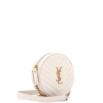 Saint Laurent Vinyle Round Camera Bag Matelasse Chevron Leather
