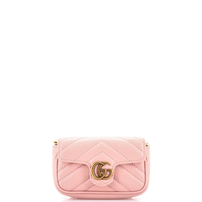 Gucci Gg Marmont Coin Purse On Chain Matelasse Leather