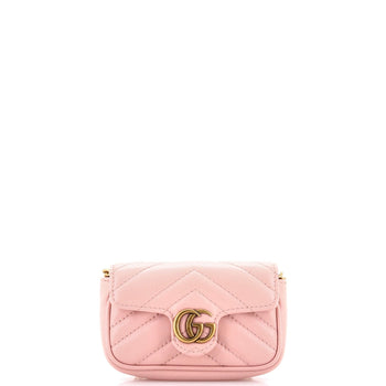 Gucci Gg Marmont Coin Purse On Chain Matelasse Leather