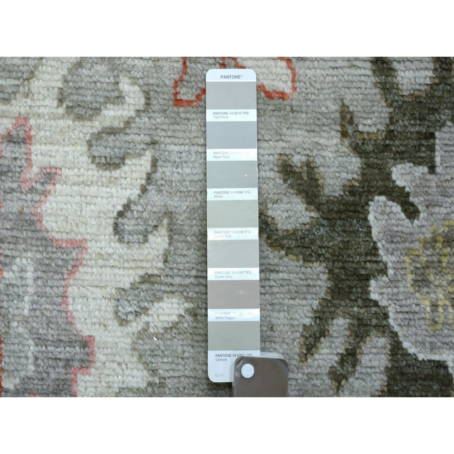 2'6"X97" Gray Angora Oushak Pop Of Colors Hand Knotted Wool Runner Rug