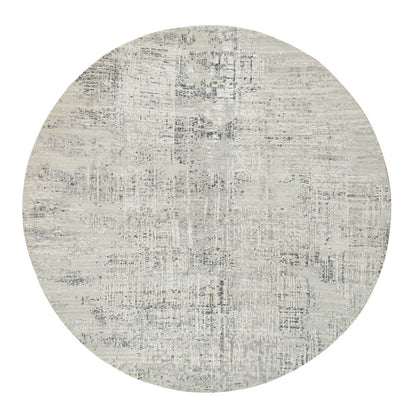 7'10"X7'10" Light Gray Wool Hand Knotted Modern Design Round Rug