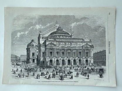 Paris Opera Garnier 1867 Original Wood Engraving Le Monde Illustr Paris Exposit