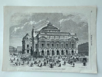 Paris Opera Garnier 1867 Original Wood Engraving Le Monde Illustr Paris Exposit