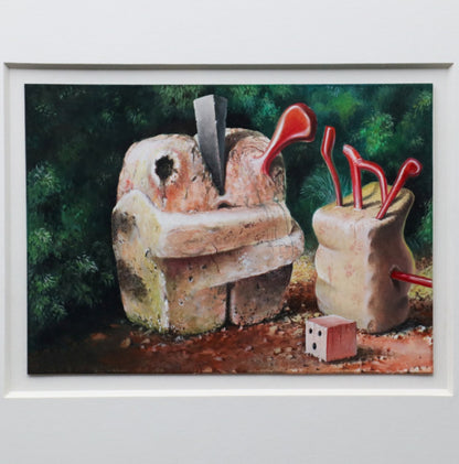 Steve Galloway & Edward Henderson Signed Original Painting Gouache On Paper 1986