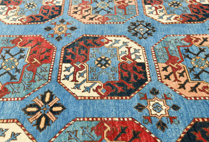 Hand-Knotted Farmho Rug Geometric Tribal Style