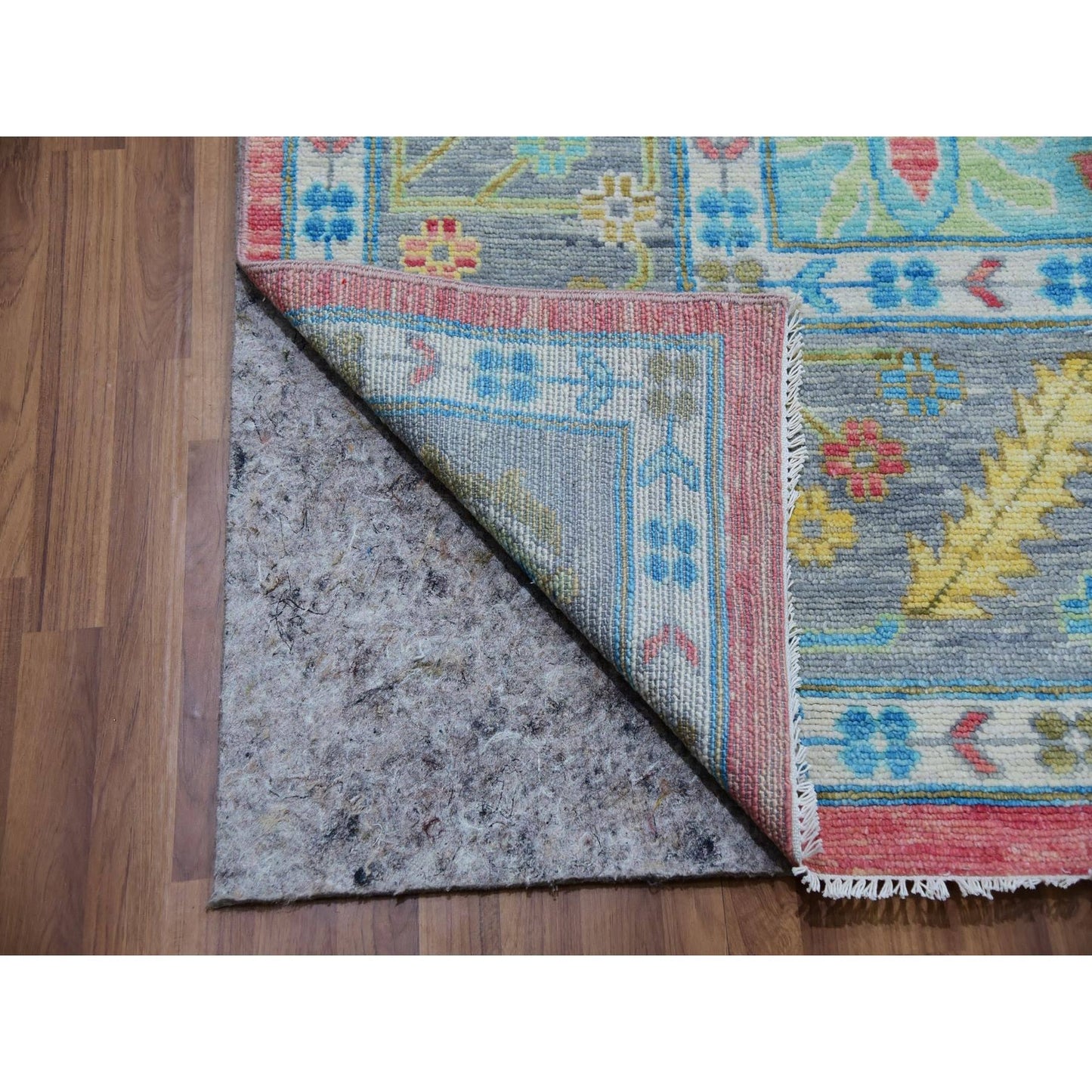 10'1"X14' Coral Pink Hand Knotted Oushak Weave And Design Pure Wool Rug