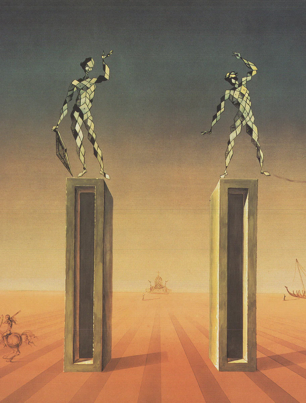 Salvador Dali The Two Harlequins " Offset Lithograph Surrealis