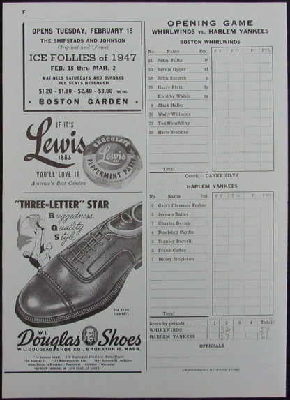Vintage 1947 Boston Celtics Vs. New York