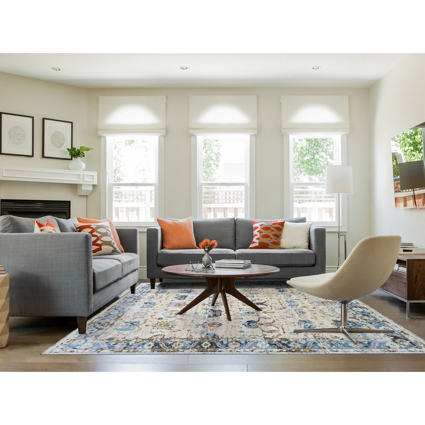 Rug 7'10"x9'10"Ivory Hand Knotted Wool Natural Dyes Mahal Design Oriental