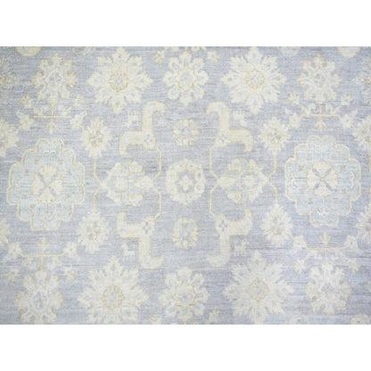 7'10"X9'7" Cloud Gray White Wash Peshawar Natural Wool Hand Knotted Rug