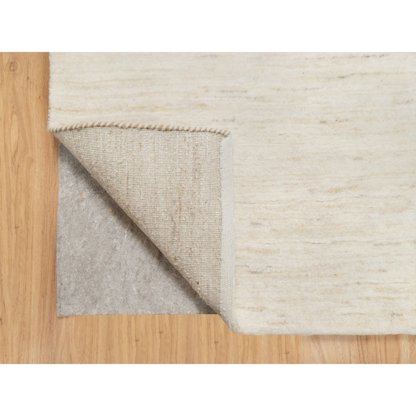 2'5"X5'10" White Wool Hand Knotted Lori Buft Gabbeh Modern Runner Rug