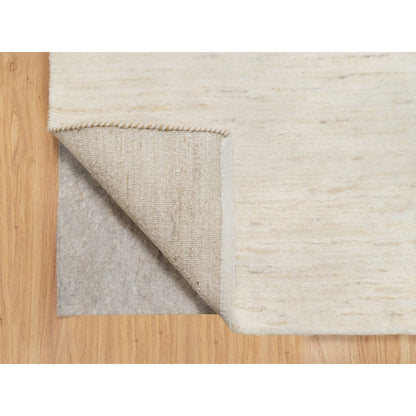 2'5"X5'10" White Wool Hand Knotted Lori Buft Gabbeh Modern Runner Rug