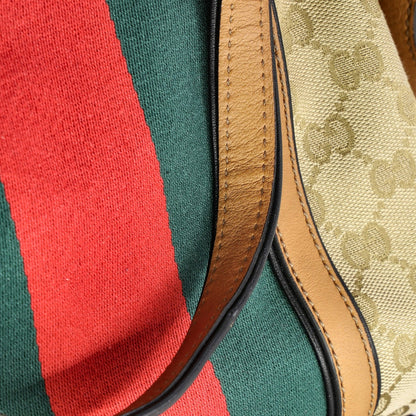 Gucci Rania Convertible Top Handle Bag Web Gg Canvas Small