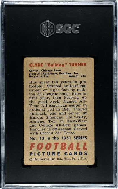 Bulldog Turner 1951 Bowman #13 Sgc 2