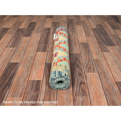 2'7"X7'10" Colorful Afghan Kilim 100% Wool Rug Flat Weave Hand Woven Runner
