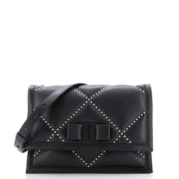 Salvatore Ferragamo Viva Bow Flap Bag Studded Leather Small
