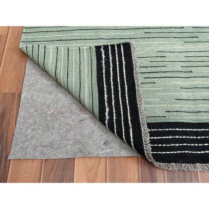 12'6"X15' Light Green Hand Woven Flat Weave Kilim Wool Reversible Rug