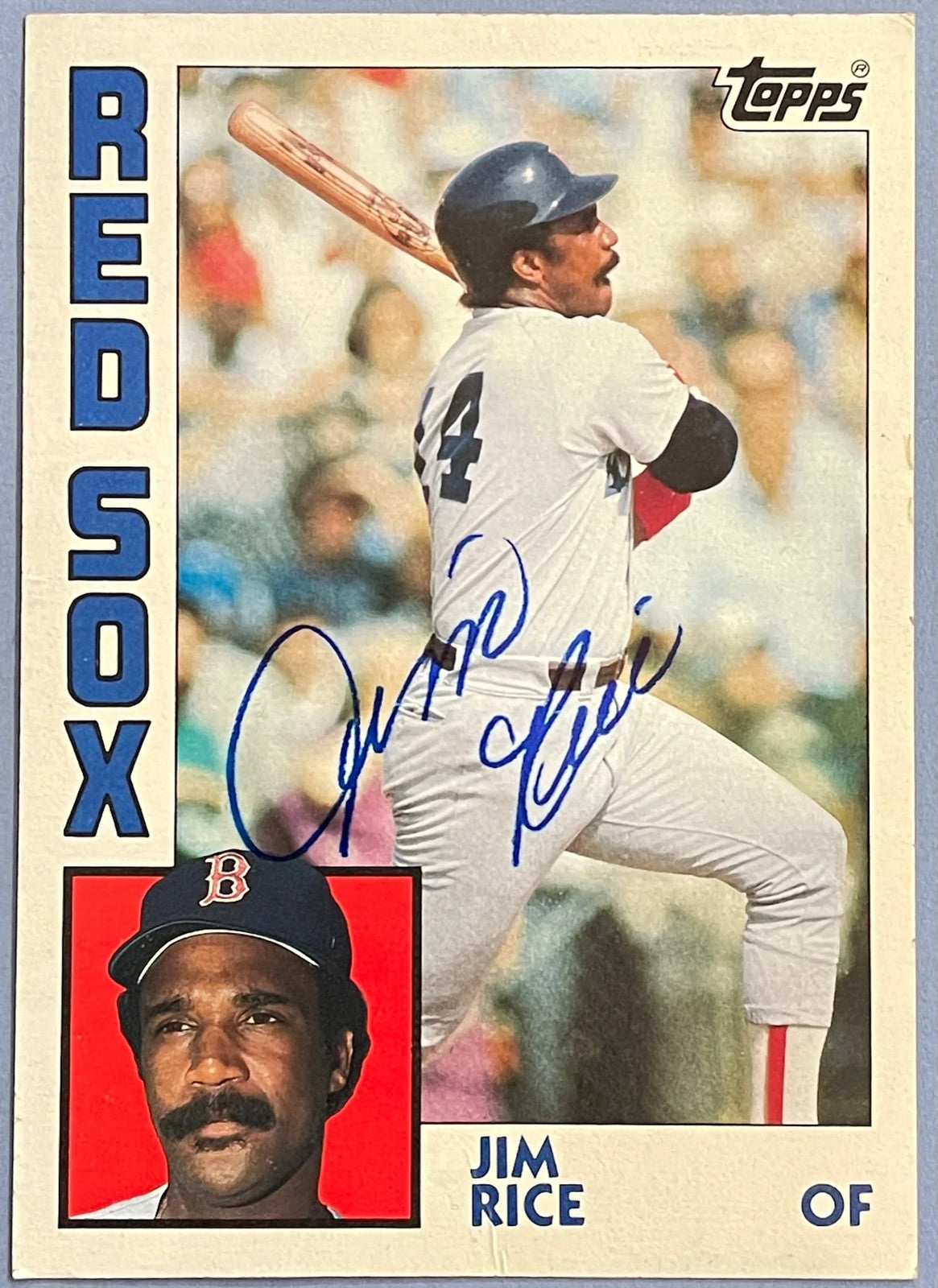 Jim Rice Autographed 1984 Topps 5X7 Baseball Card